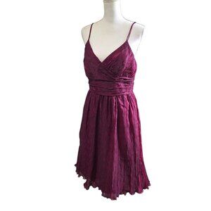 Kay Unger Dress Spaghetti Strap Prom‎ Pink Fit Flare Crepe Crinkle Womens Size 8
